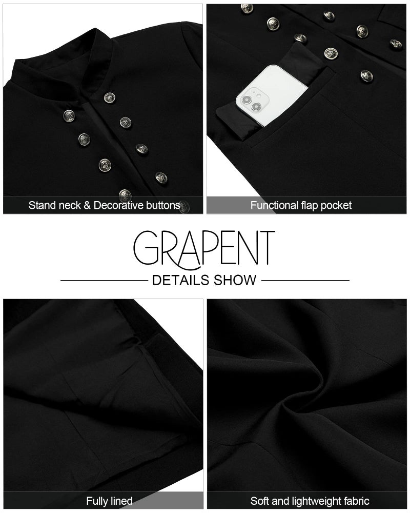 GRAPENT Women's Business Casual Buttons Pockets Open Front Blazer Suit Cardigan Black Size XX-Large (US 20-22) - Image 5